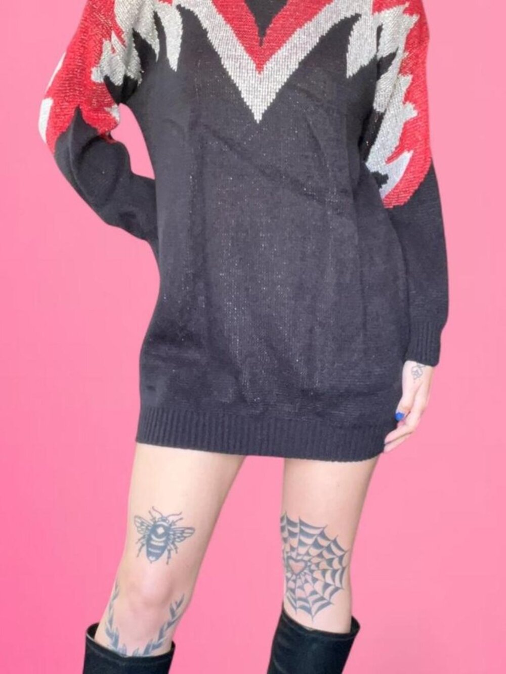 RARE Vintage 80s sweater mini dress